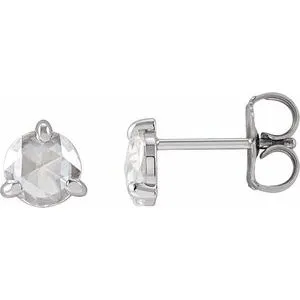 Platinum 5/8 CTW Rose-Cut Natural Diamond Stud Earrings