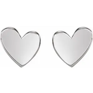 Platinum 6 mm Asymmetrical Heart Earrings