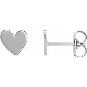 Platinum 6 mm Asymmetrical Right Heart Earring