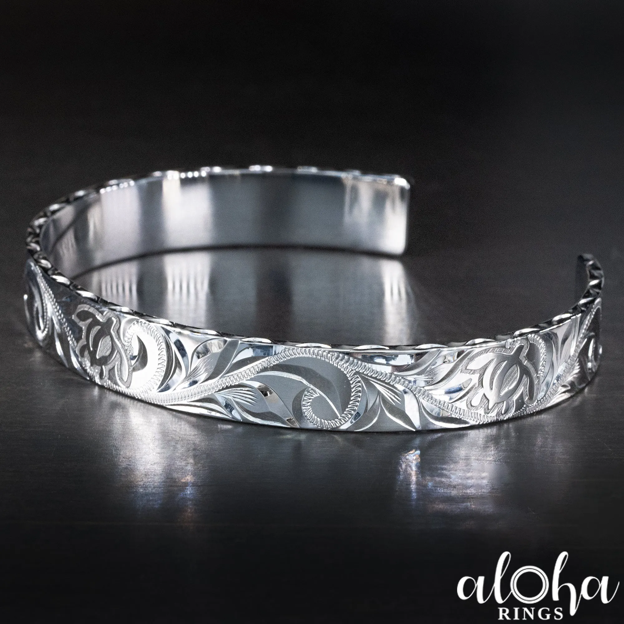 Platinum 950 Bracelet [10x2mm] Hawaiian Old English Design & Sea Turtle Design