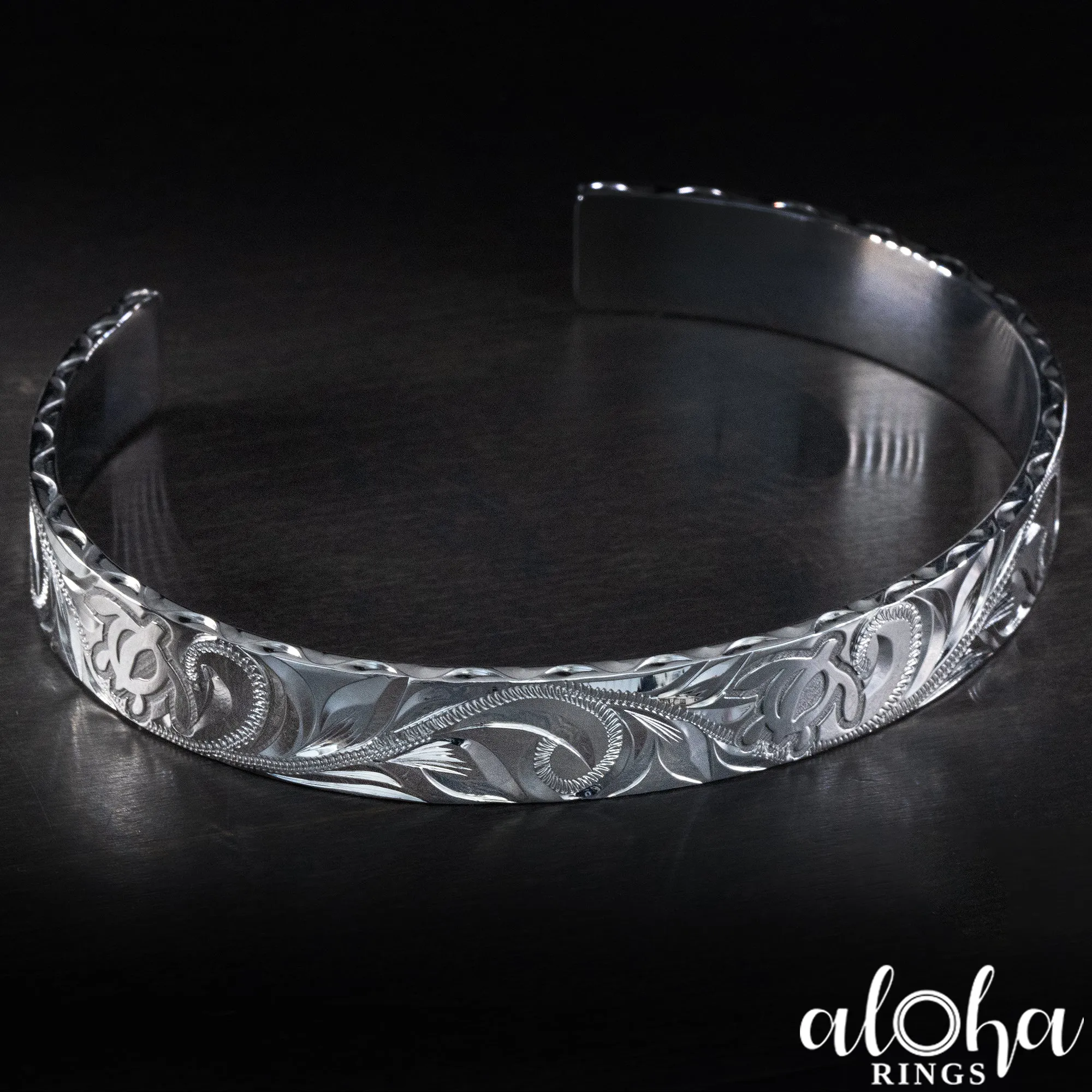 Platinum 950 Bracelet [10x2mm] Hawaiian Old English Design & Sea Turtle Design