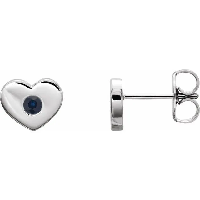 Platinum Blue Sapphire Heart Earrings