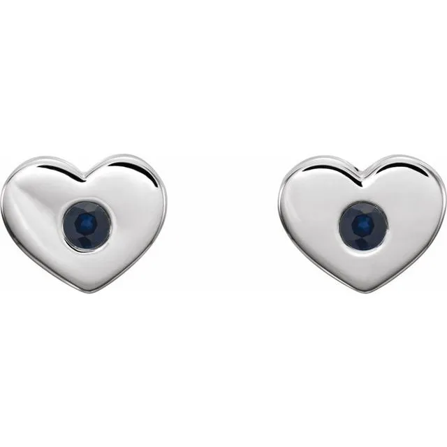 Platinum Blue Sapphire Heart Earrings