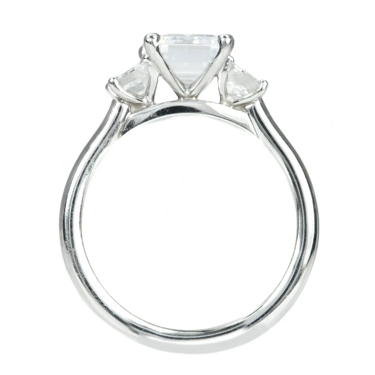 Platinum Emerald Cut Three-Stone Ring Mount
