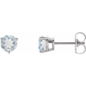 Platinum Natural Blue Sheen Moonstone Earrings