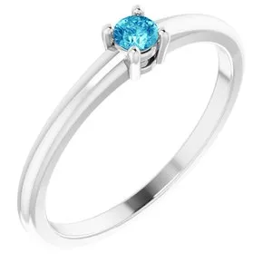 Platinum Natural Blue Zircon Ring