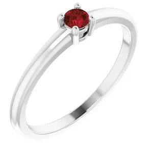 Platinum Natural Garnet Mozambique Ring
