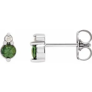 Platinum Natural Green Sapphire & .03 Natural Diamond Earrings