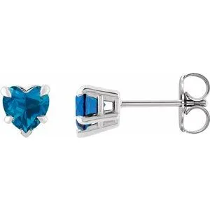 Platinum Natural London Blue Topaz Stud Earring