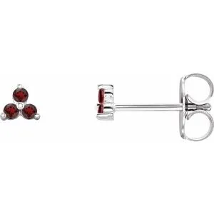 Platinum Natural Mozambique Three Stone Earrings