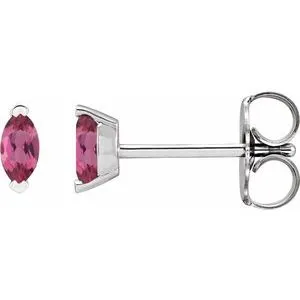 Platinum Natural Pink Tourmaline Earrings