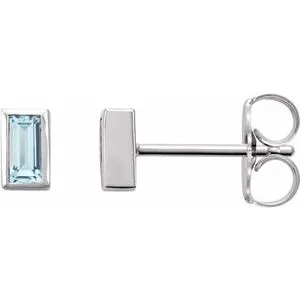 Platinum Natural Sky Blue Topaz Bezel-Set Earrings