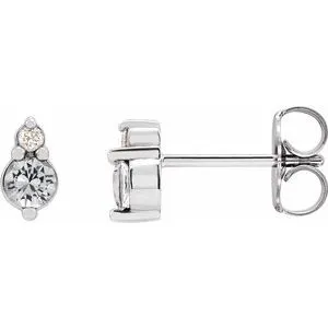 Platinum Natural White Sapphire & .03 Natural Diamond Earrings