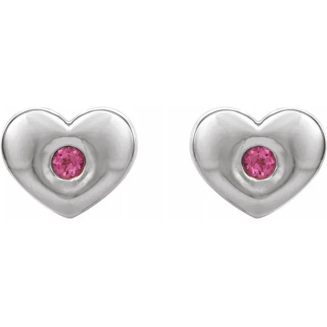 Platinum Pink Tourmaline Heart Earrings