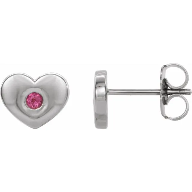 Platinum Pink Tourmaline Heart Earrings
