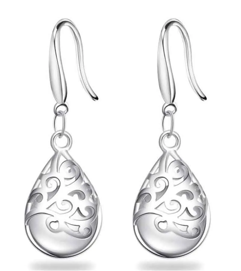 Platinum Plated Austrian Crystal Drop Earrings