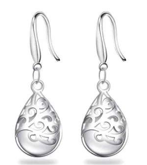 Platinum Plated Austrian Crystal Drop Earrings