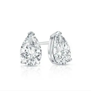Platinum Plated Divine Cubic Zirconia Pear Stud Earring
