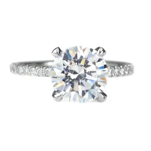 Platinum Prong-Set Ring Mount with Pave Diamond Shoulders and Prongs