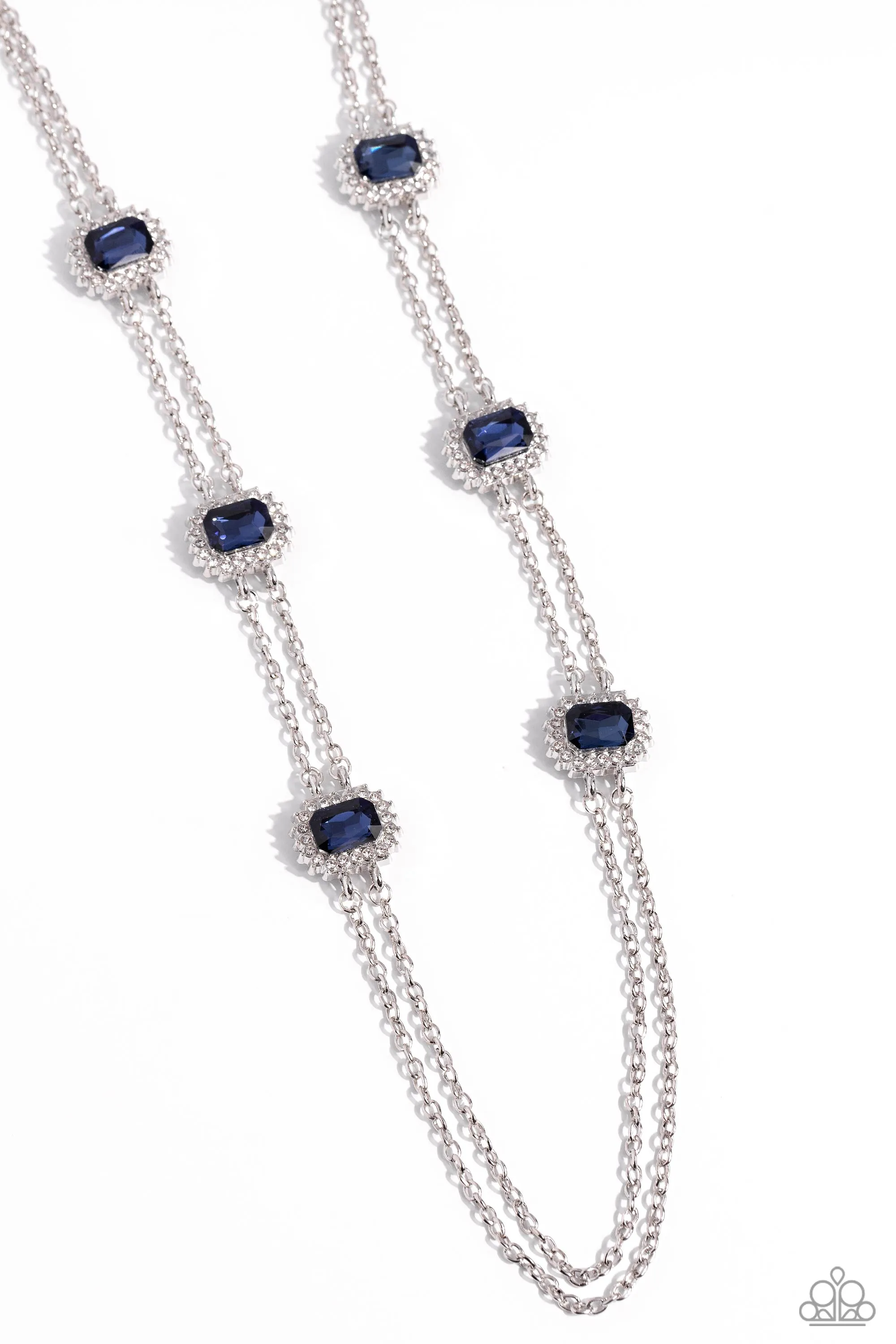 Pocketful of Sunshine - Blue - Emerald Cut Gem Paparazzi Short Necklace