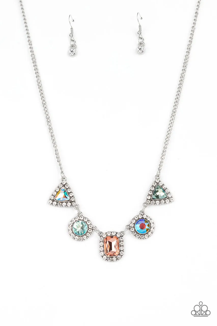 Posh Party Avenue - Multi - Iridescent Rhinestone Paparazzi Short Necklace - January 2022 Life of the Party Exclusive