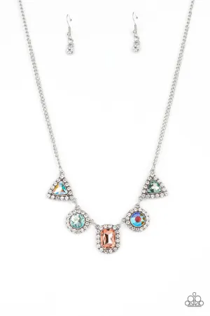 Posh Party Avenue - Multi - Iridescent Rhinestone Paparazzi Short Necklace - January 2022 Life of the Party Exclusive