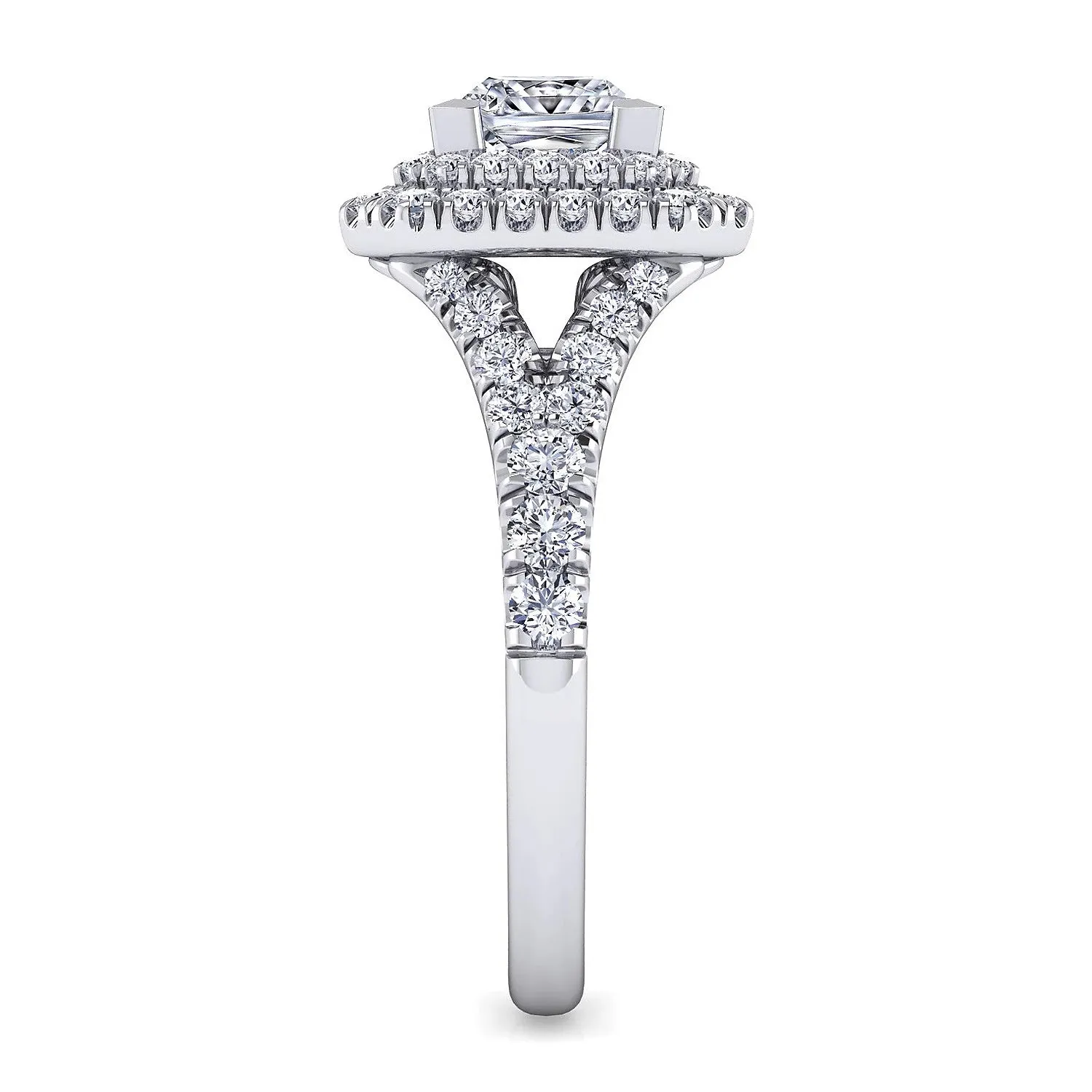 Princess Cut Double Halo Diamond Engagement Ring Mounting