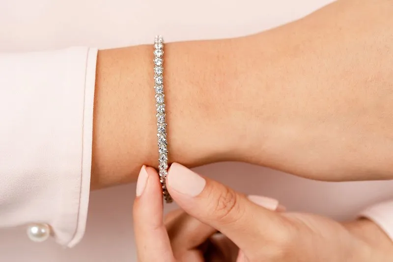 Prong Set Diamond Strand Lab-Grown Diamond Tennis Bracelet with 8.16 ct.(finished) 4.0mm