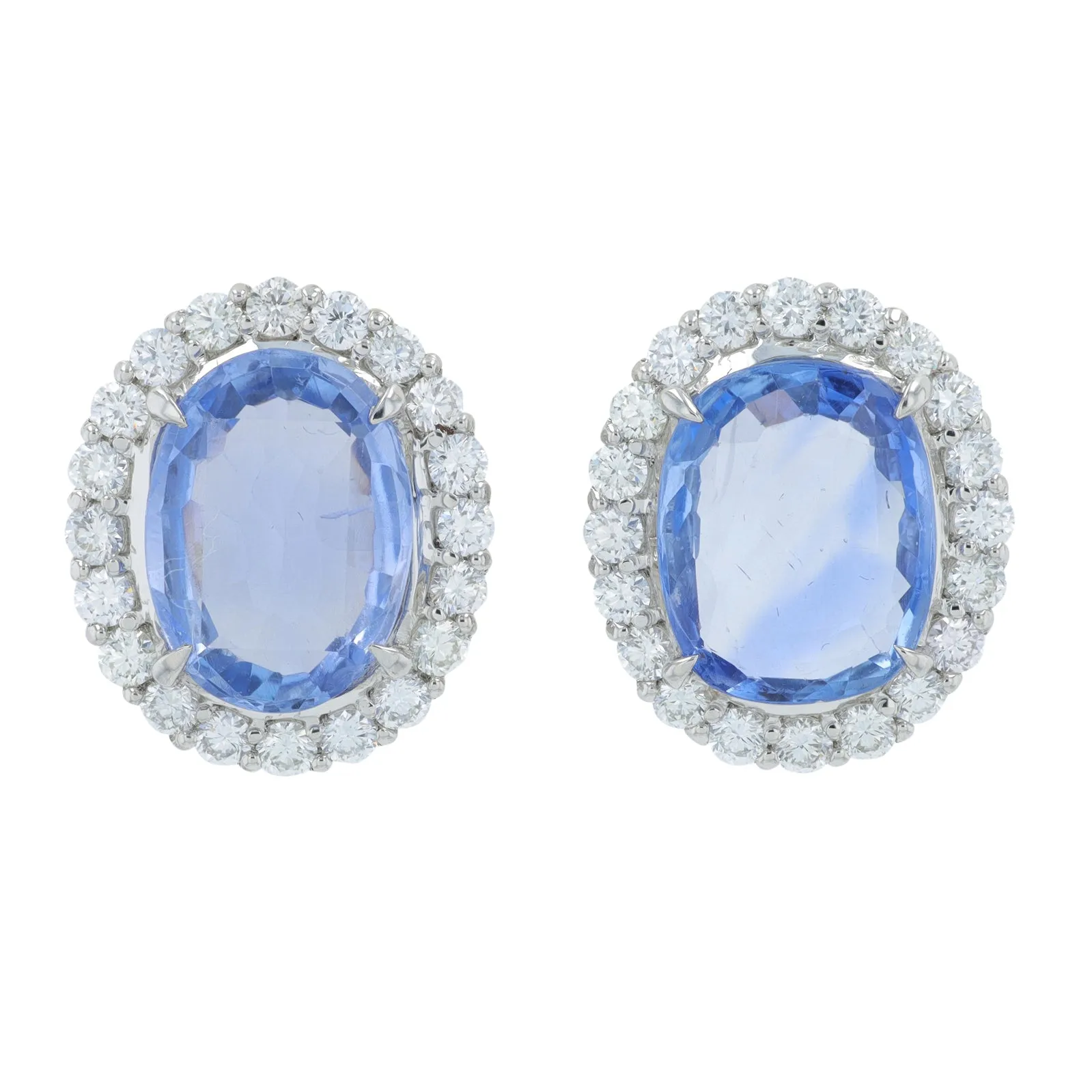 PT900 Sri Lanka Sapphire Halo Studs<p><strong>JGSI Available</p></strong>