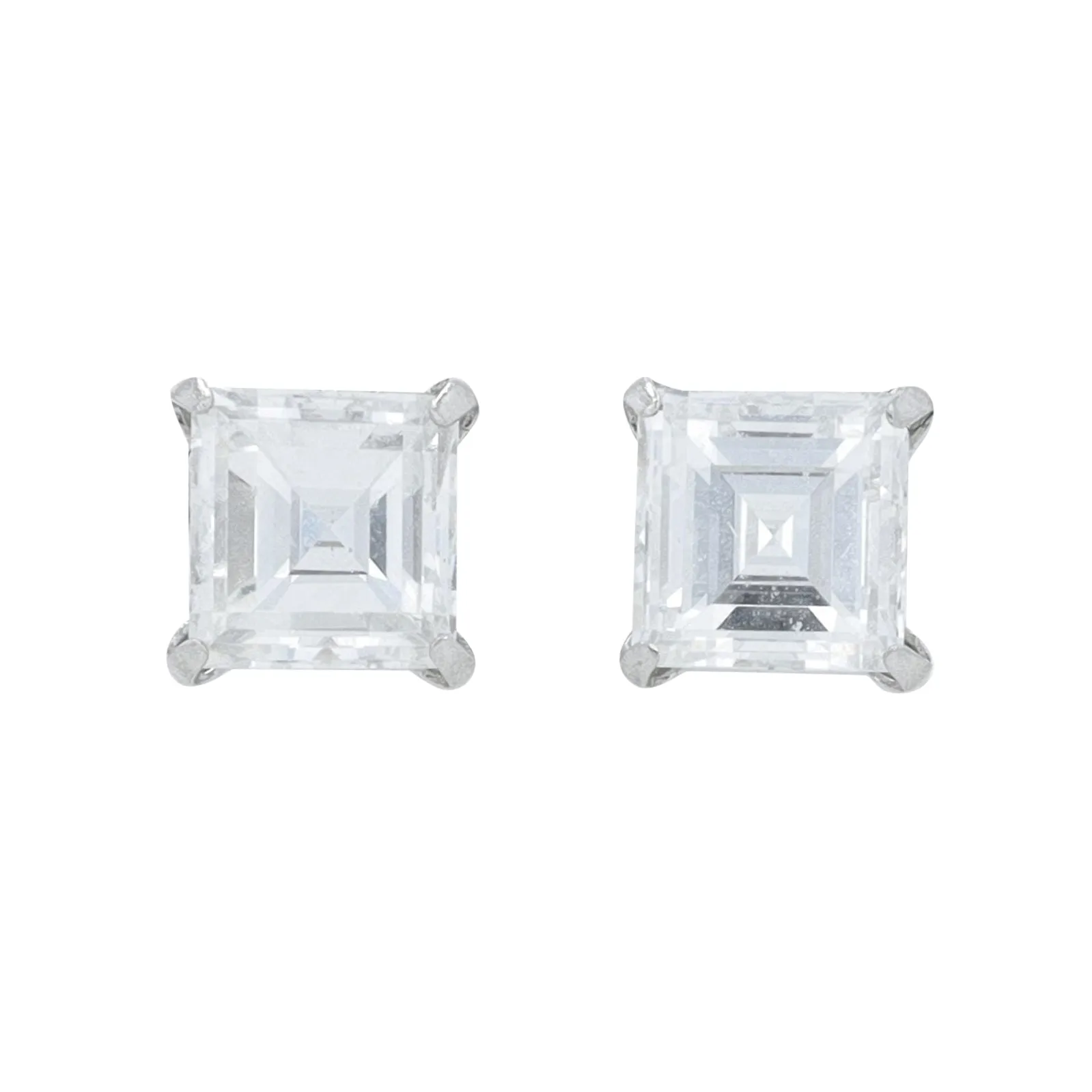 PT900/950 .75 CT Diamond Asscher Cut Studs