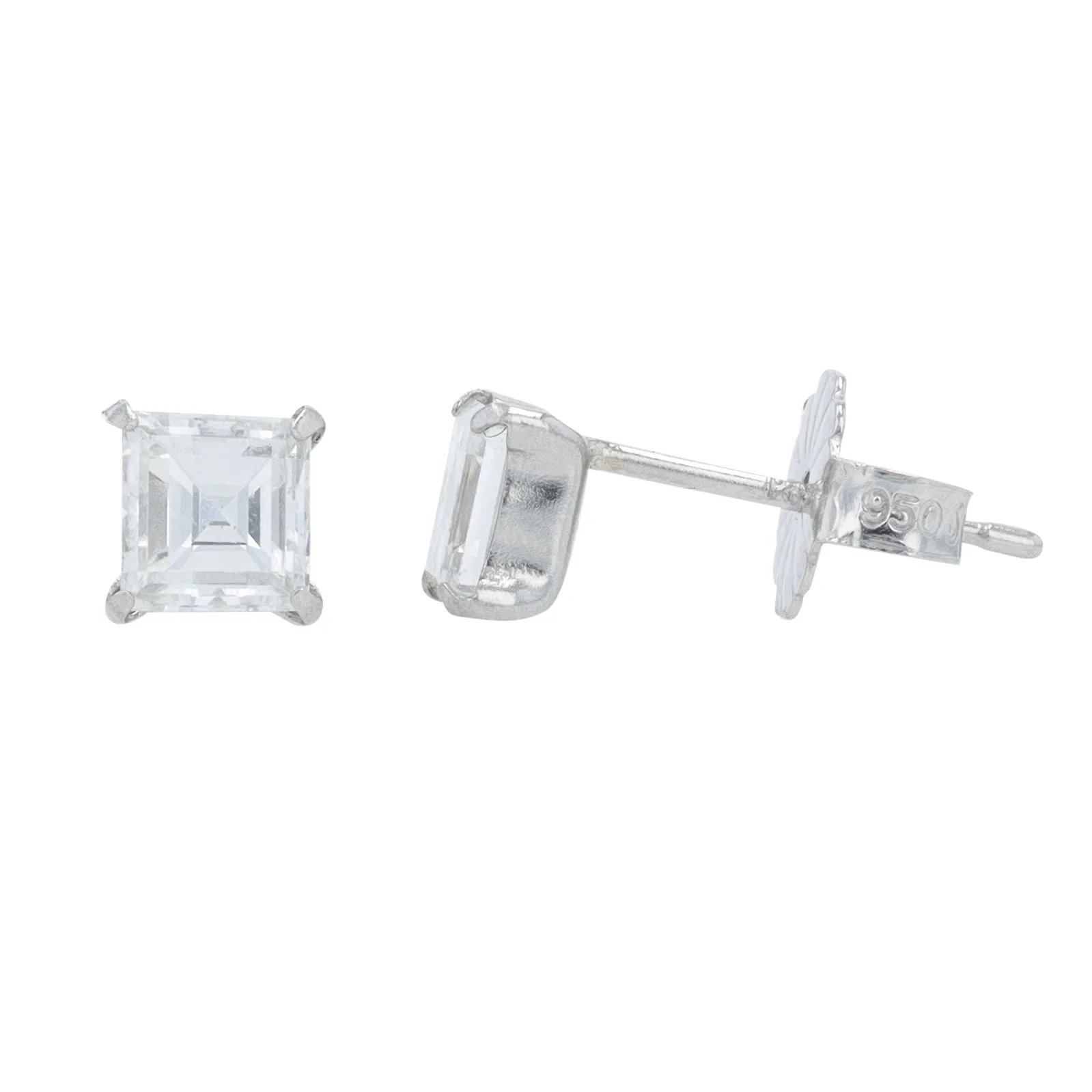 PT900/950 .75 CT Diamond Asscher Cut Studs