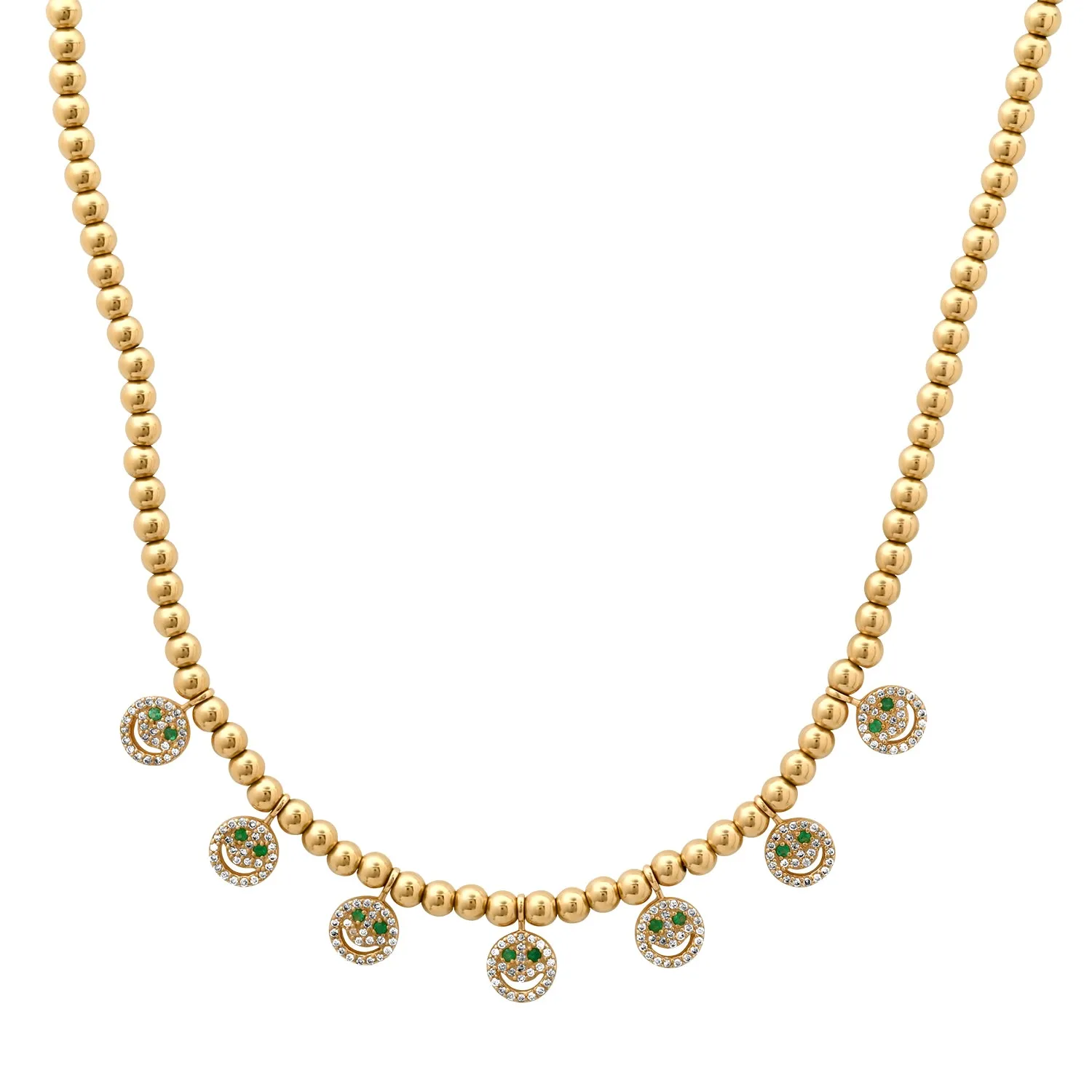 Put On a Happy Face Diamond & Emerald Necklace