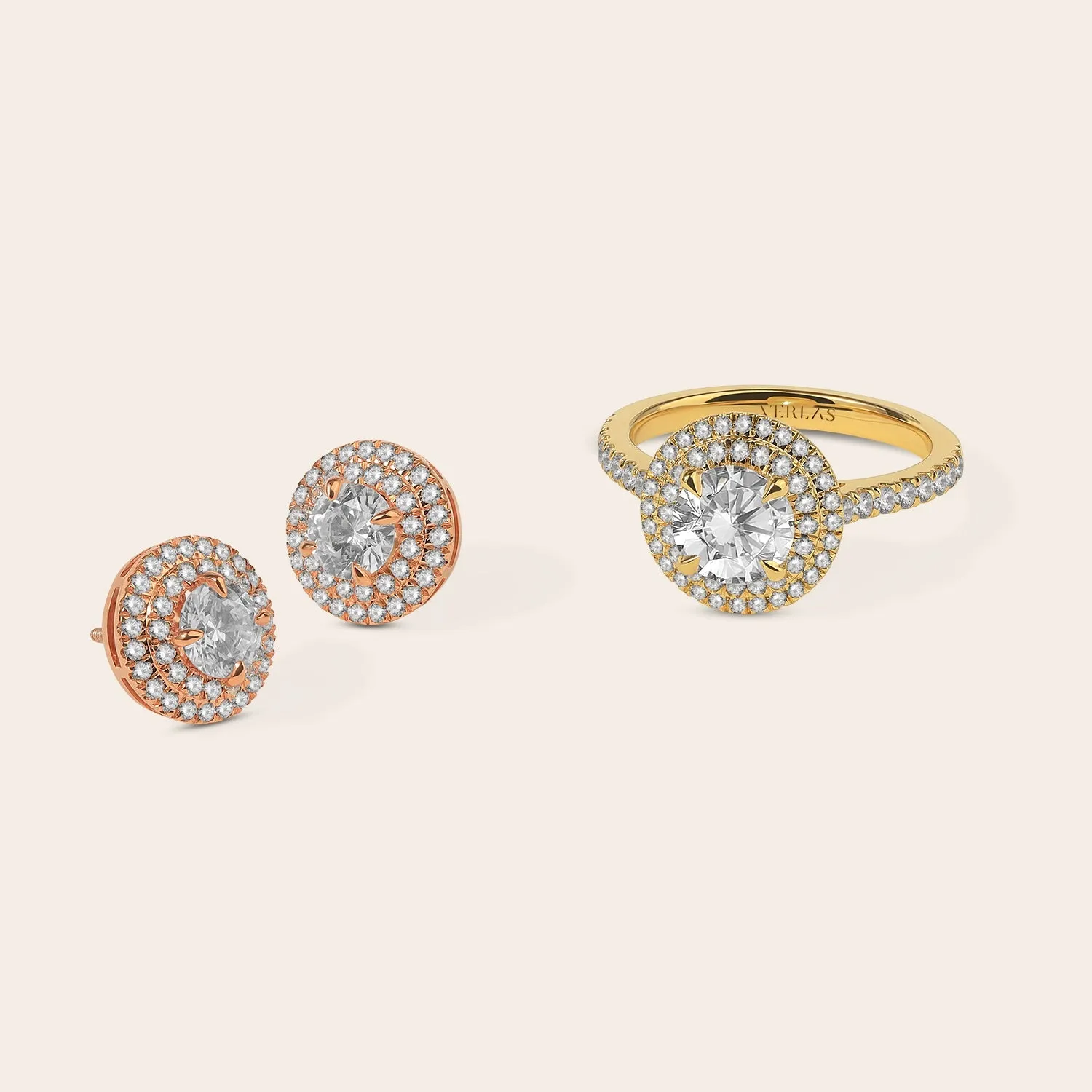 Quaint Double Halo Round Studs
