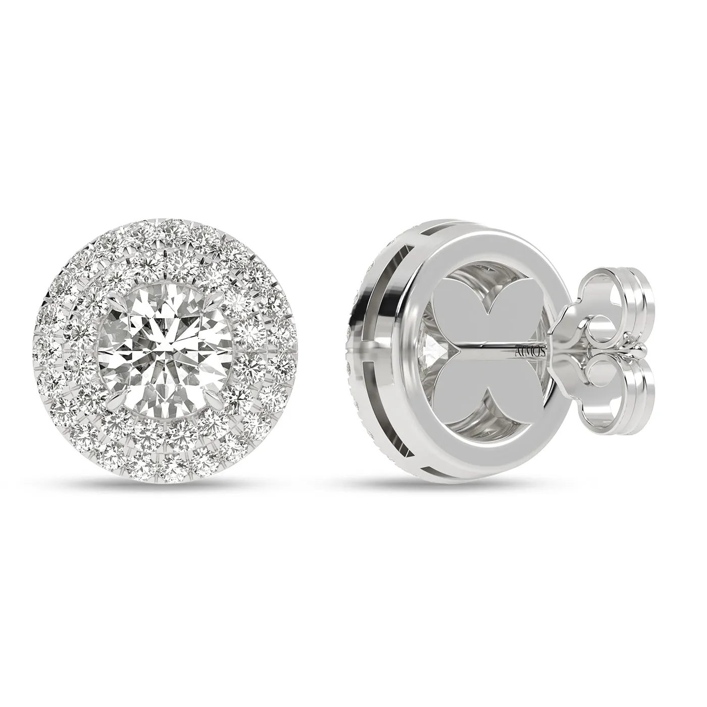 Quaint Double Halo Round Studs