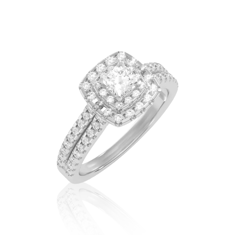 "Love Story" Halo Engagement gold ring