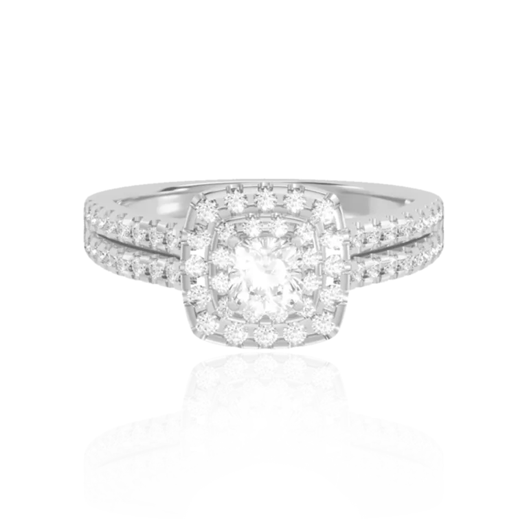 "Love Story" Halo Engagement gold ring