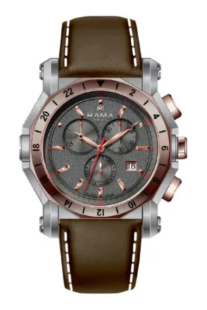 Rama Gents Chronograph Stainless Steel and Brown Leather Quartz Watch