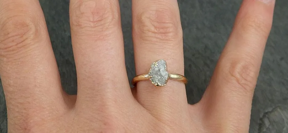raw diamond engagement ring rough uncut diamond solitaire recycled 14k gold conflict free diamond wedding promise byangeline 0433 Alternative Engagement