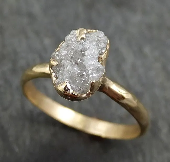 raw diamond engagement ring rough uncut diamond solitaire recycled 14k gold conflict free diamond wedding promise byangeline 0433 Alternative Engagement