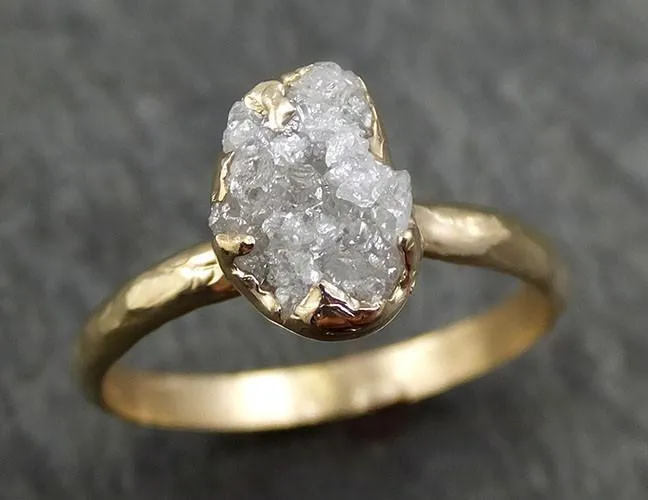 raw diamond engagement ring rough uncut diamond solitaire recycled 14k gold conflict free diamond wedding promise byangeline 0433 Alternative Engagement