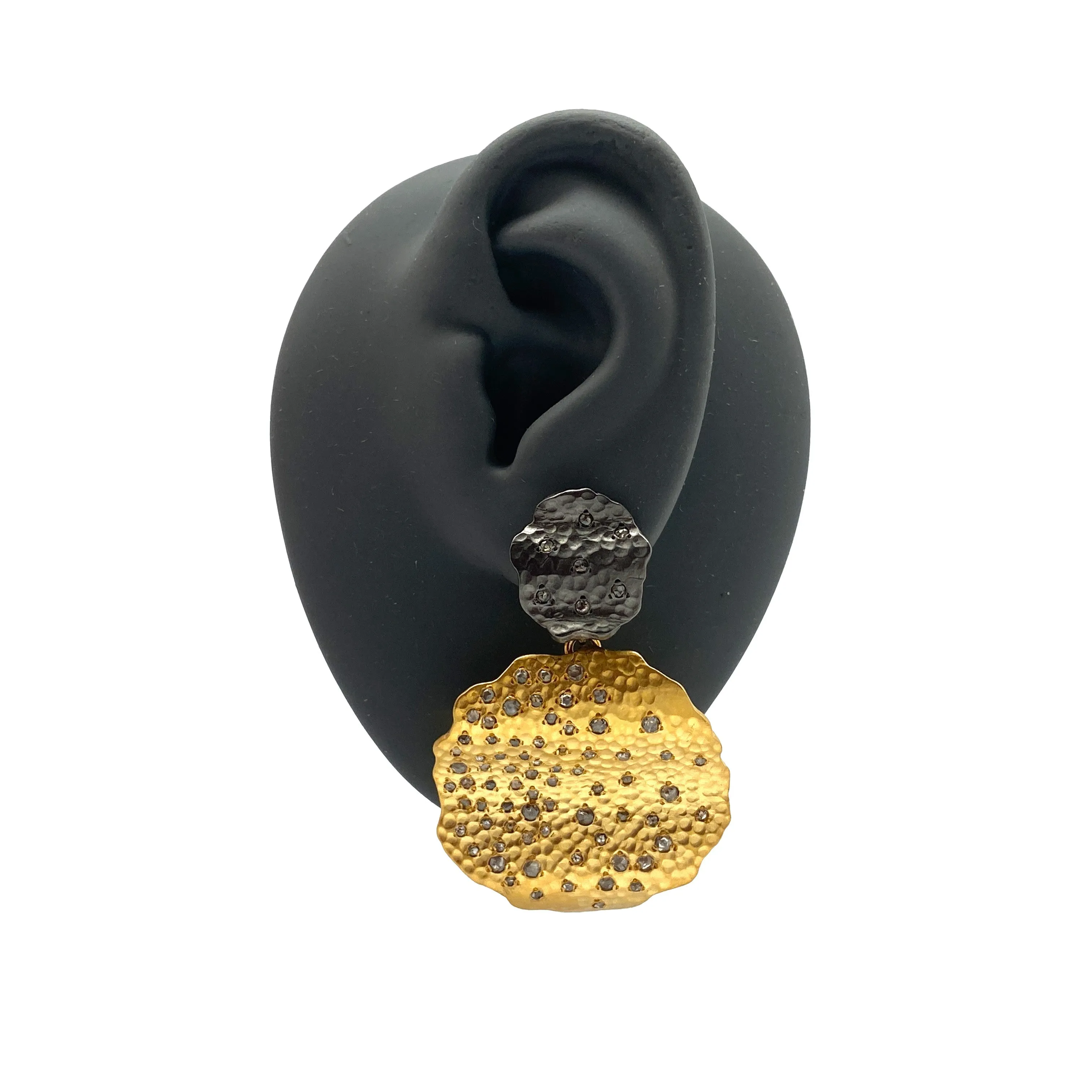 Raw Diamond Gold Dangle Earrings