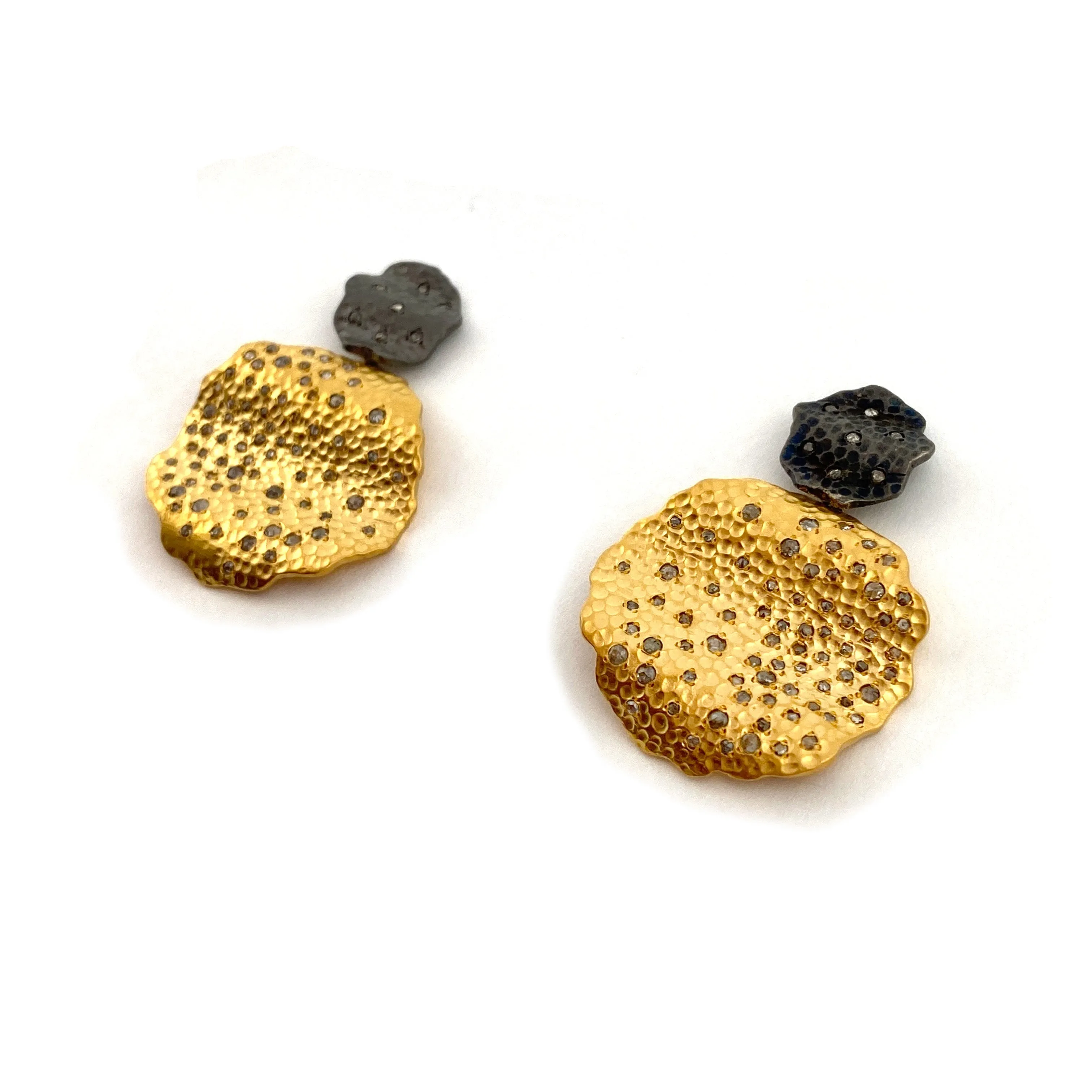 Raw Diamond Gold Dangle Earrings