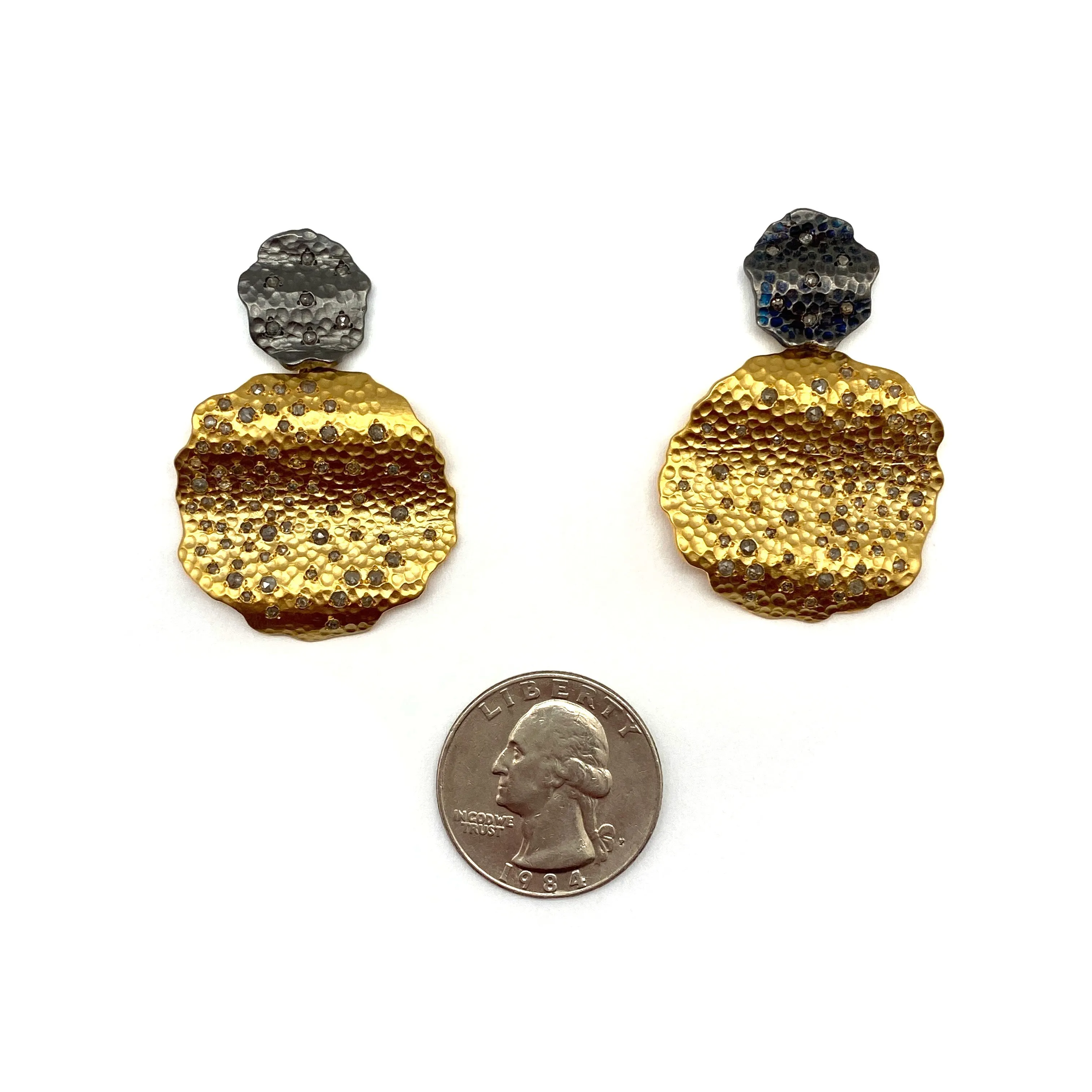 Raw Diamond Gold Dangle Earrings
