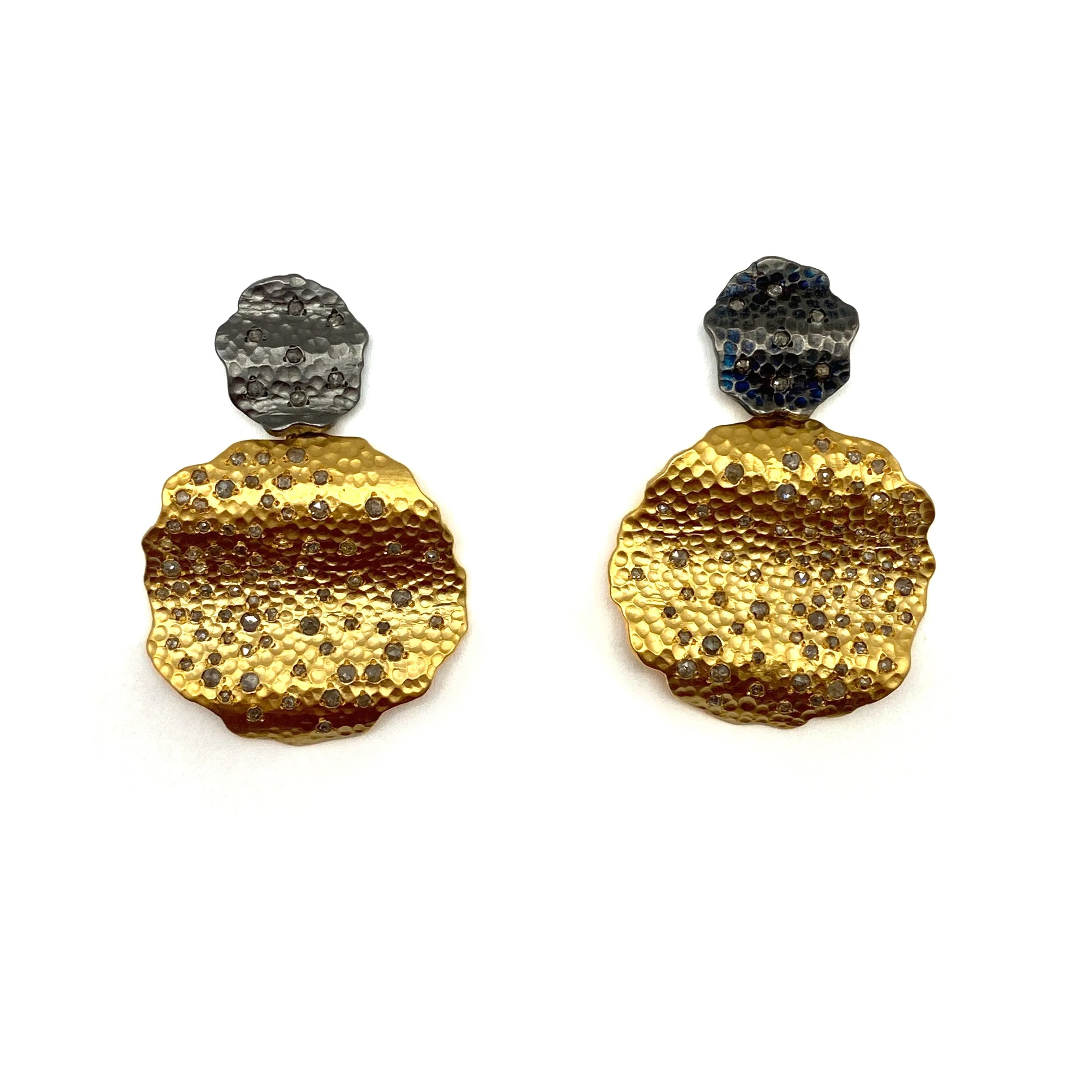 Raw Diamond Gold Dangle Earrings