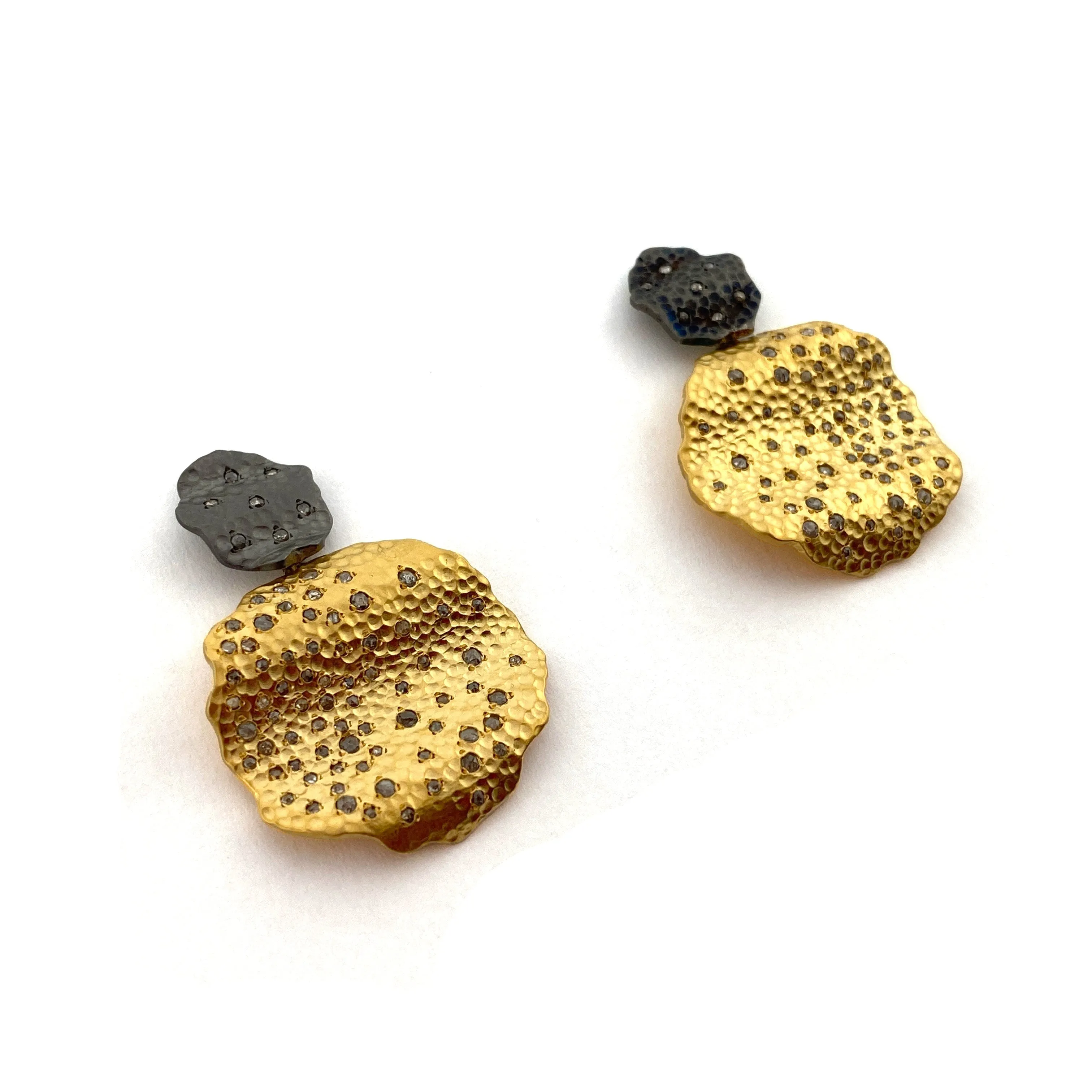 Raw Diamond Gold Dangle Earrings
