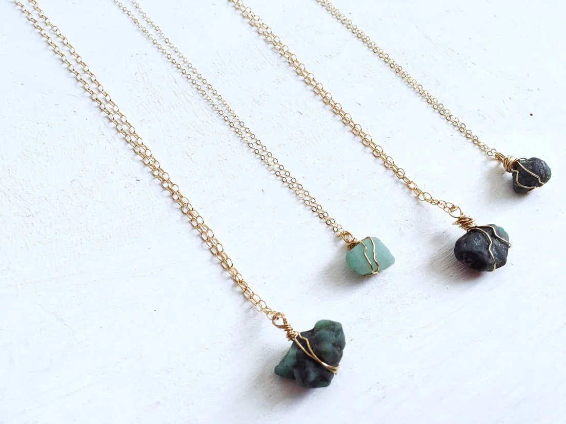 Raw Emerald Necklace