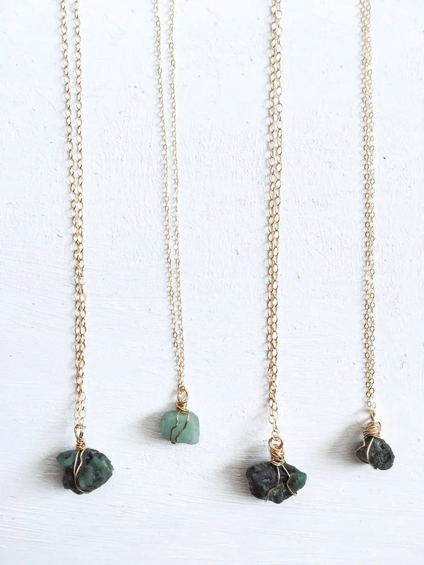 Raw Emerald Necklace