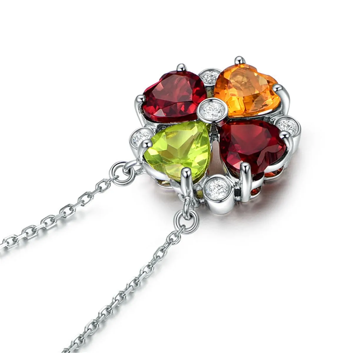 Red Cubic Zirconia & Silver-Plated Heart Pendant Necklace