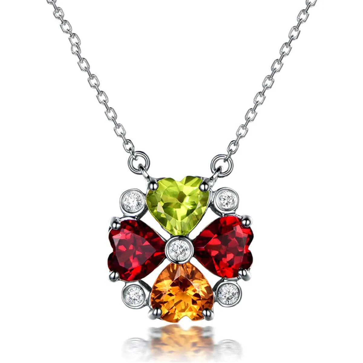 Red Cubic Zirconia & Silver-Plated Heart Pendant Necklace