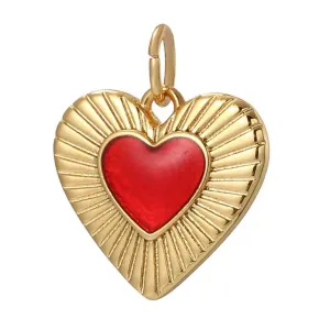 Red Heart Scalloped Charm For Charm Bar & Charm Necklace